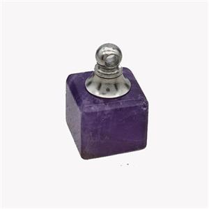 Natural Purple Amethyst Perfume Bottle Pendant Cube, approx 12x12mm