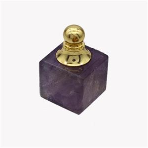 Natural Purple Amethyst Perfume Bottle Pendant Cube, approx 12x12mm