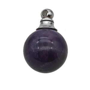 Natural Purple Amethyst Perfume Bottle Pendant Sphere, approx 16mm