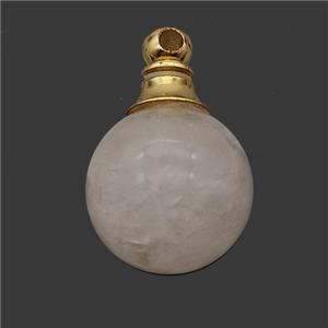 Natural Clear Quartz Perfume Bottle Pendant Sphere, approx 16mm