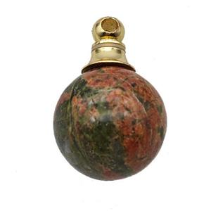 Natural Unakite Perfume Bottle Pendant Sphere, approx 16mm