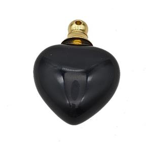 Natural Black Obsidian Perfume Bottle Pendant Heart, approx 20mm