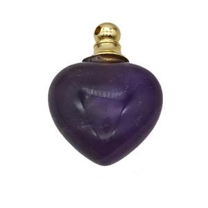 Natural Purple Amethyst Perfume Bottle Pendant Heart, approx 20mm