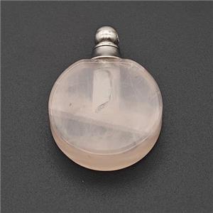 Natural Pink Rose Quartz Perfume Bottle Pendant, approx 20mm