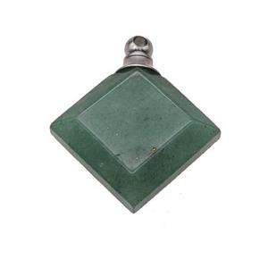 Natural Green Aventurine Perfume Bottle Pendant Square, approx 27mm