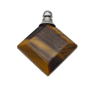 Natural Tiger Eye Stone Perfume Bottle Pendant Square, approx 27mm