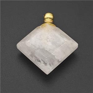 Natural Clear Quartz Perfume Bottle Pendant Square, approx 27mm