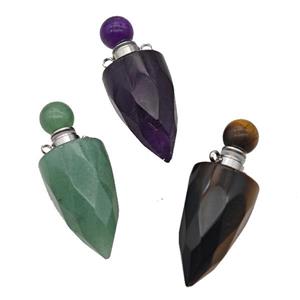 Natural Gemstone Perfume Bottle Pendant Bullet Mixed, approx 16-40mm