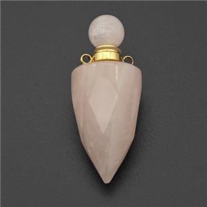 Natural Pink Rose Quartz Perfume Bottle Pendant Bullet, approx 16-40mm