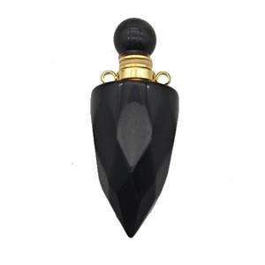 Natural Black Obsidian Perfume Bottle Pendant Bullet, approx 16-40mm