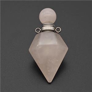 Natural Rose Quartz Perfume Bottle Pendant, approx 18-40mm