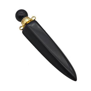 Natural Black Obsidian Perfume Bottle Pendant Bullet, approx 12-60mm