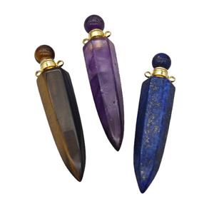 Natural Gemstone Perfume Bottle Pendant Bullet Mixed, approx 12-60mm