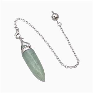 Green Aventurine Bullet Pendant With Chain, approx 12-40mm, 8mm, 16cm length