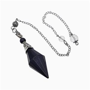 Blue Sandstone Pendulum Pendant With Chain, approx 16-50mm, 8mm, 20cm length