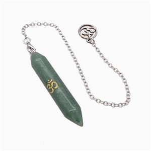 Green Aventurine Prism Pendant With Chain, approx 10-50mm, 12mm, 16cm length