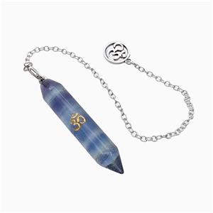 Fluorite Prism Pendant With Chain, approx 10-50mm, 12mm, 16cm length