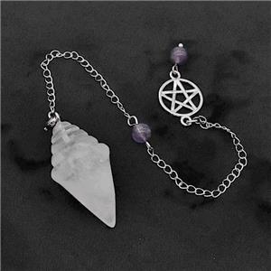 Clear Quartz Pendulum Pendant With Chain, approx 20-35mm, 16mm, 16cm length