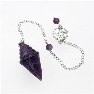 Purple Amethyst Pendulum Pendant With Chain, approx 20-35mm, 16mm, 16cm length