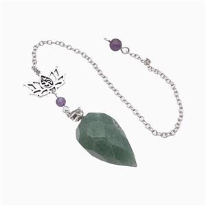 Green Aventurine Pendulum Pendant With Chain Lotus, approx 18-30mm, 13-20mm, 16cm length