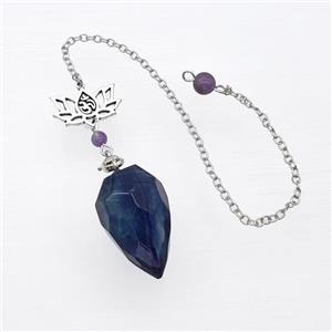 Fluorite Pendulum Pendant With Chain Lotus, approx 18-30mm, 13-20mm, 16cm length