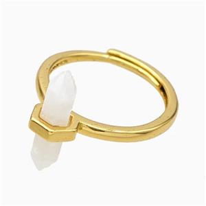 Gemstone Rings With Crystal Quartz Prism Adjustable Gold Plated, approx 4-17mm, 18mm dia