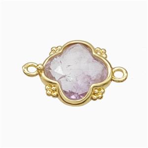 Natural Lt.purple Amethyst Clover Connector Gold Plated, approx 15mm