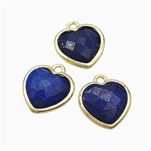 Natural Blue Lapis Lazuli Heart Pendant Dye Faceted Gold Plated, approx 10mm