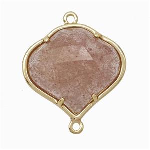 Natural Pink Strawberry Quartz FireBalloon Connector Gold Plated, approx 20-22mm