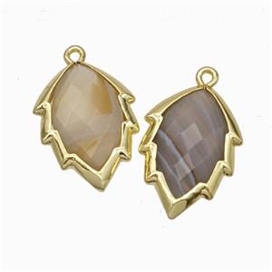 Natural Botswana Agate Leaf Pendant Gold Plated, approx 14-20mm