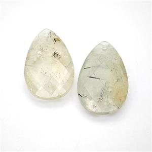 Natural Green Prehnite Teardrop Pendant Faceted, approx 18-30mm