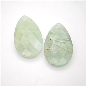 Natural Green Quartz Teardrop Pendant Faceted, approx 18-30mm