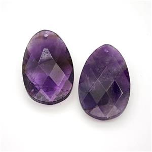 Natural Purple Amethyst Teardrop Pendant Faceted, approx 18-30mm