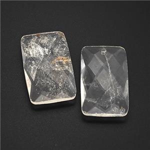 Natural Clear Quartz Rectangle Pendant Faceted, approx 18-30mm