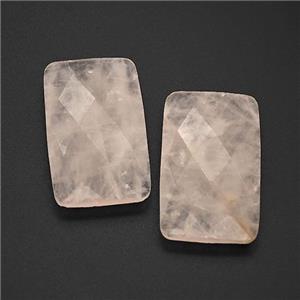 Natural Pink Rose Quartz Rectangle Pendant Faceted, approx 18-30mm