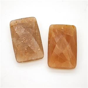 Natural Peach Sunstone Rectangle Pendant Faceted, approx 18-30mm