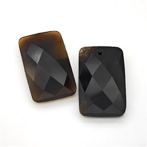 Natural Black Obsidian Rectangle Pendant Faceted, approx 18-30mm