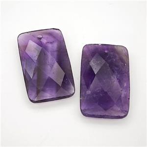 Natural Purple Amethyst Rectangle Pendant Faceted, approx 18-30mm