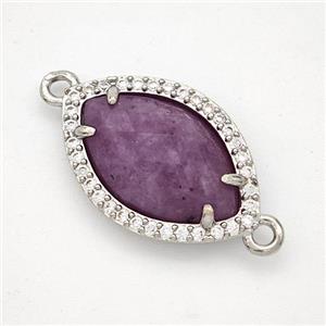 Purple Lepidolite Eye Connector Copper Pave Zirconia Platinum Plated, approx 14-20mm