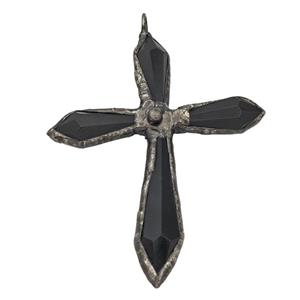 Black Crystal Glass Cross Pendant Antique Red, approx 80-95mm