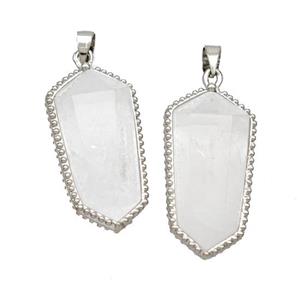 Natural Clear Quartz Prism Pendant Platinum Plated, approx 12-14-25mm