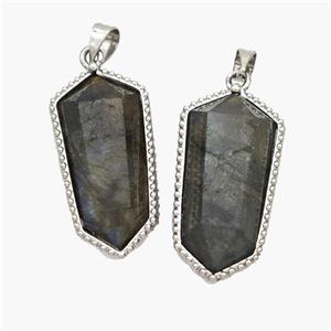 Natural Labradorite Prism Pendant Platinum Plated, approx 12-14-25mm