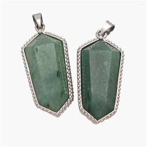 Natural Green Strawberry Quartz Prism Pendant Platinum Plated, approx 12-14-25mm