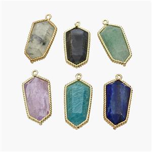 Natural Gemstone Prism Pendant Gold Plated Mixed, approx 12-14-25mm