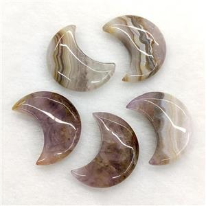 Natural Aurora Amethyst Agate Moon Pendant, approx 30mm