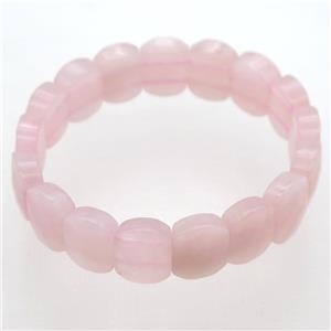 Rose Quartz Bracelet, stretchy, approx 12x16mm, 58mm dia