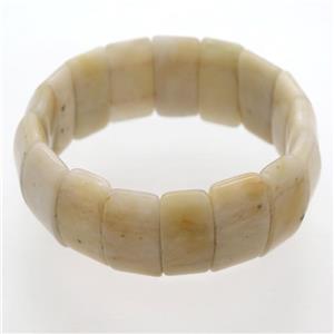 yellow Jade Bracelet, stretchy, approx 13x25mm, 59mm dia