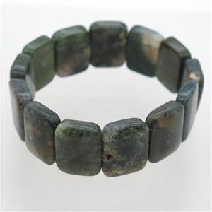 Moss Agate Bracelet, stretchy, approx 15x20mm, 56mm dia