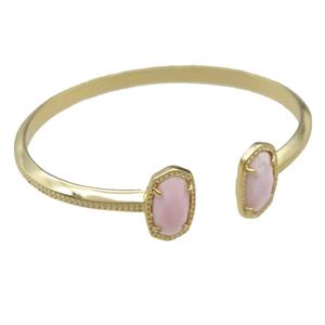 copper bangle with Queen Shell, resizable, gold plated, approx 7-14mm, 45-55mm