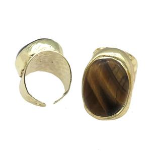 Copper Ring With Tiger Eye Stone Gold Plated, approx 18-23mm, 20-30mm, 18mm dia